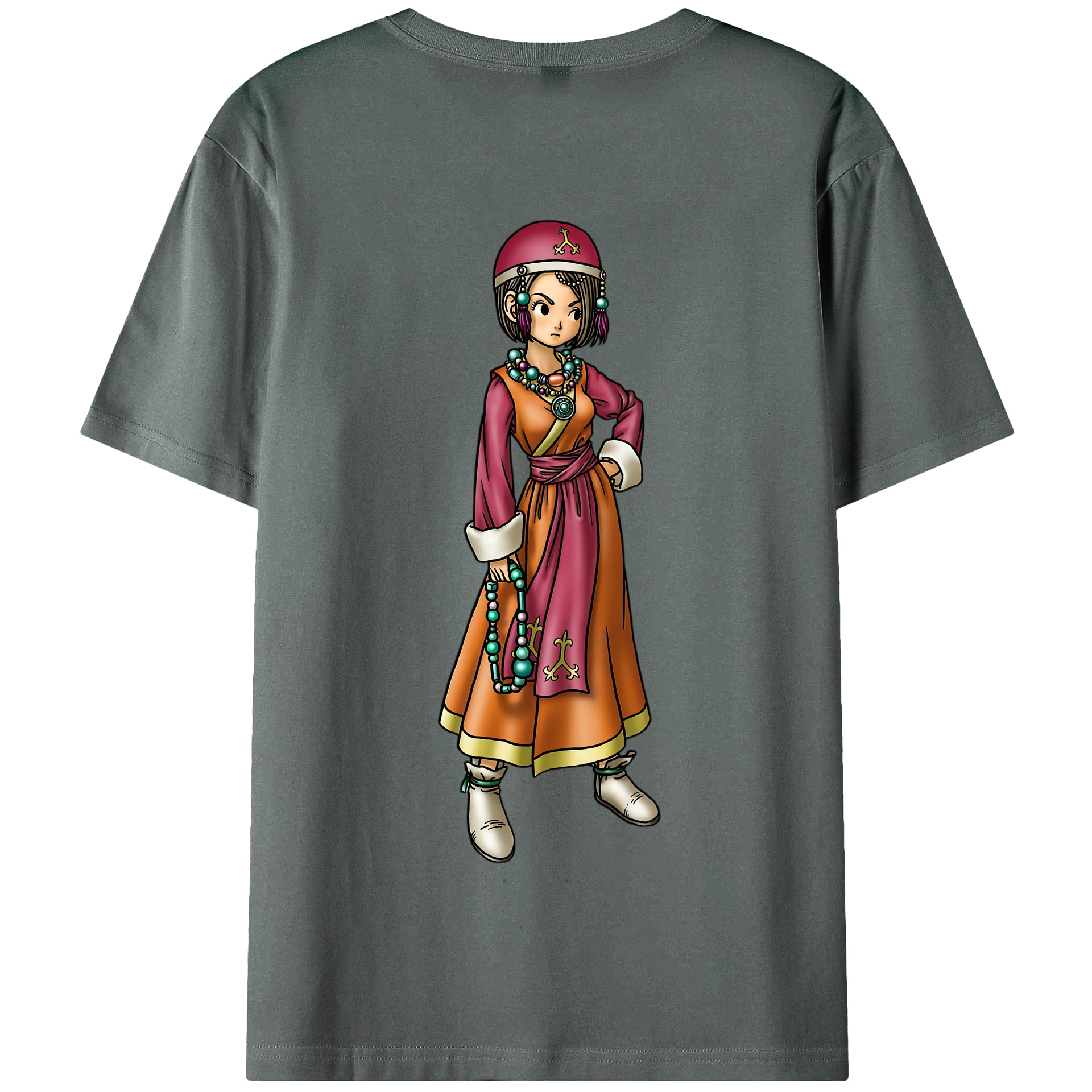 （画像用） ドラゴンクエスト Doragon Kuesuto Dragon Quest 綿100％半袖Tシャツ（背面プリント）
